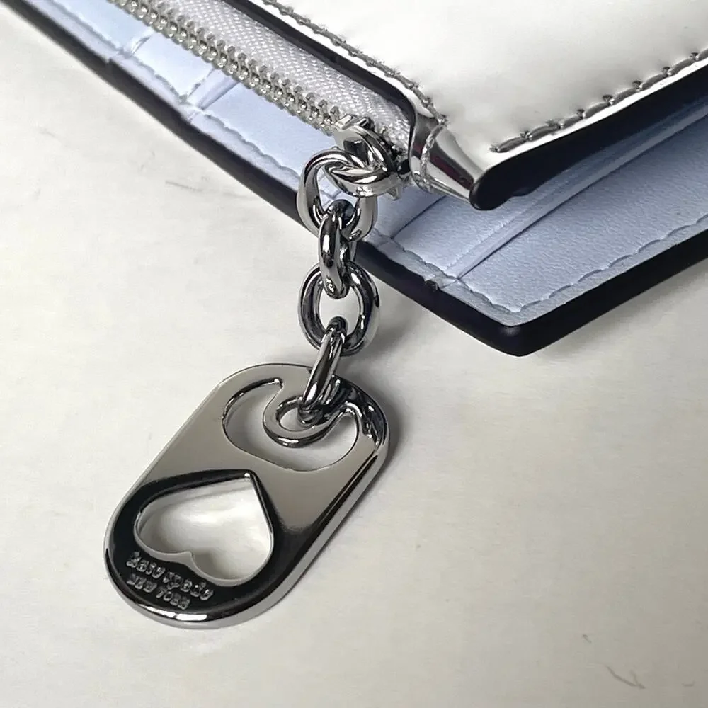 Kate Spade Devin Small Bifold Wallet Silver Patent Leather